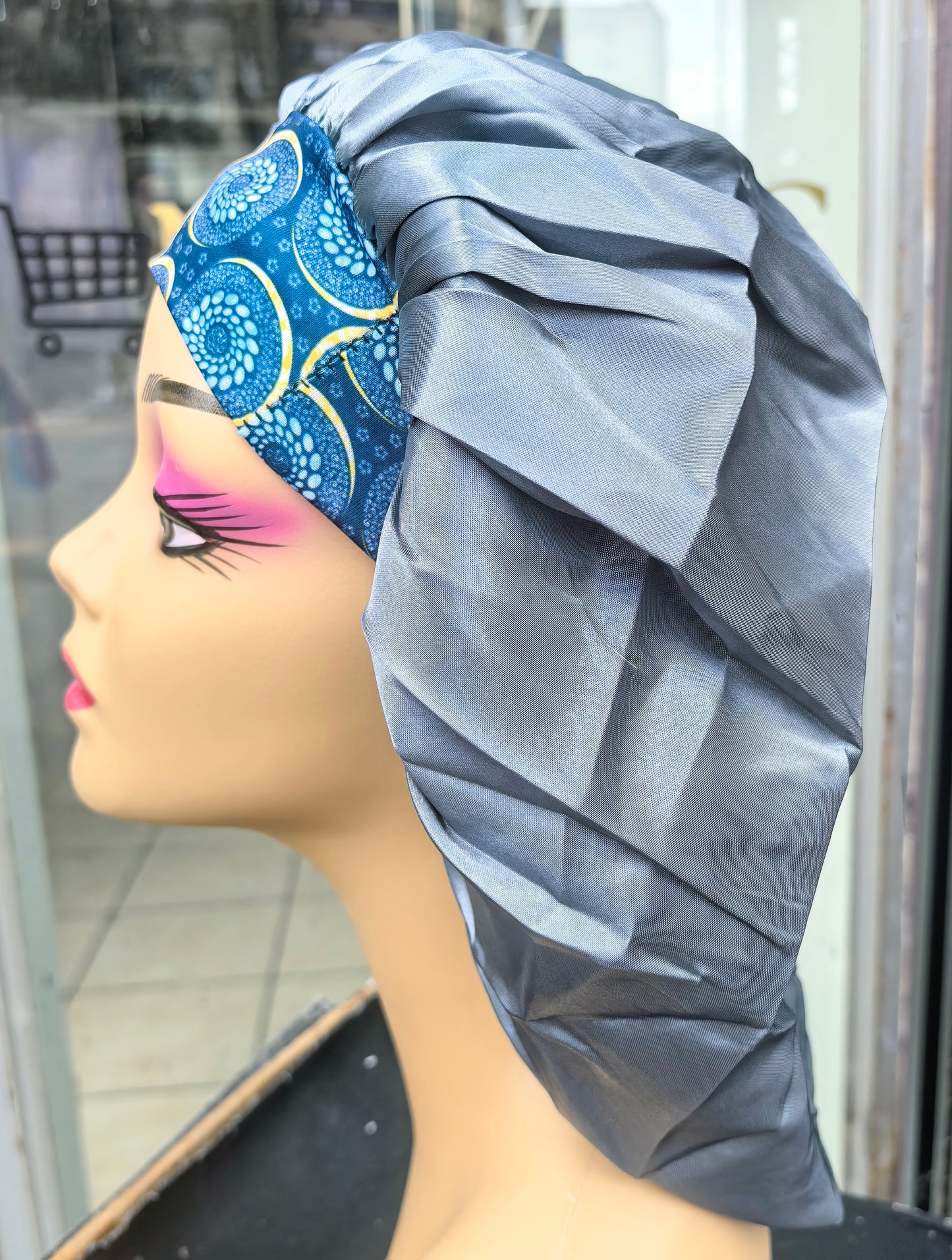 Satin Bonnet with African Print Headband – Stylish & Protective