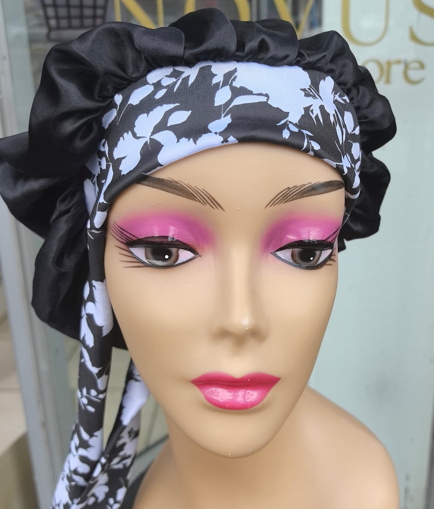 Satin Bonnet with African Print Headband – Stylish & Protective