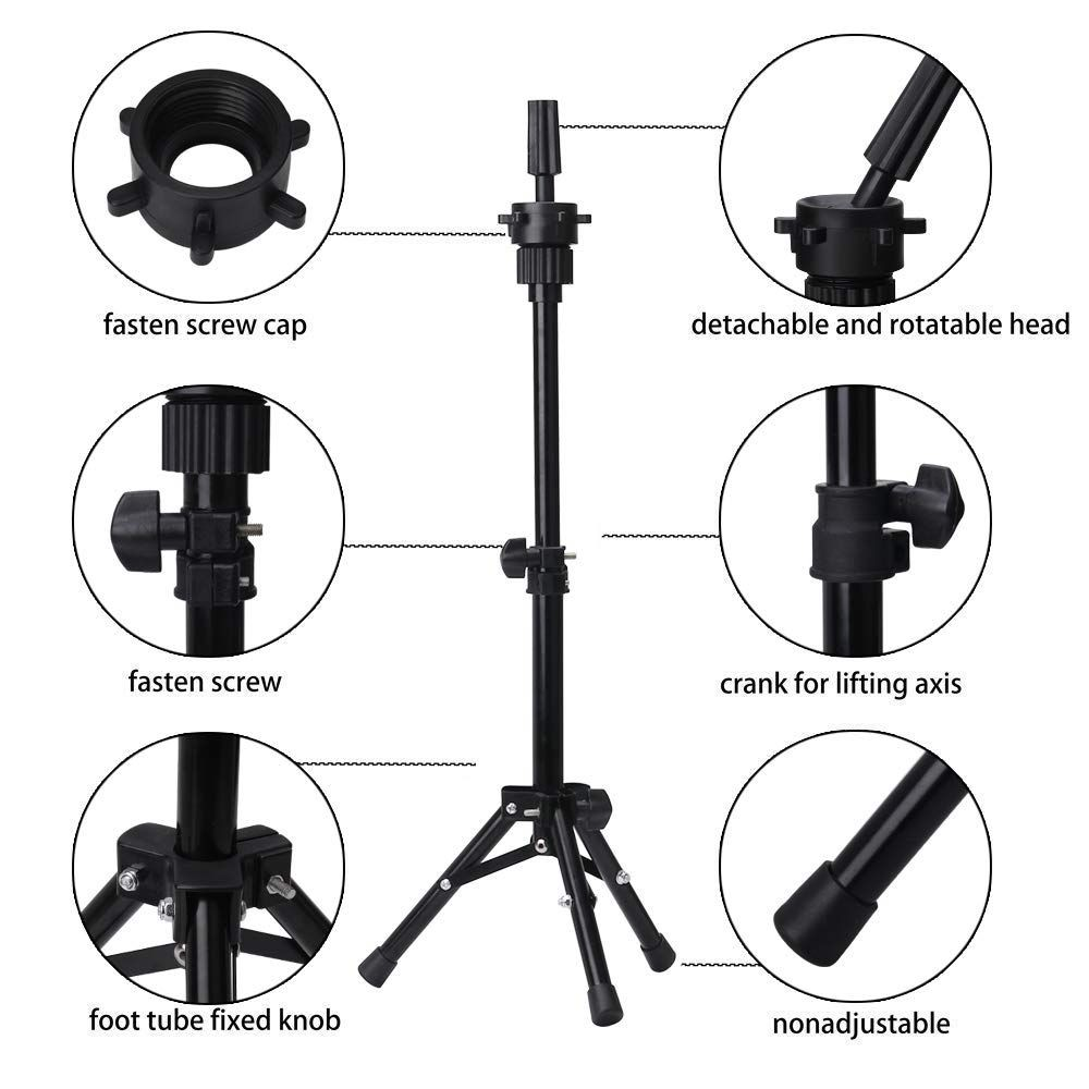 Adjustable Training Mannequin Head Stand For Wigs-Tripod