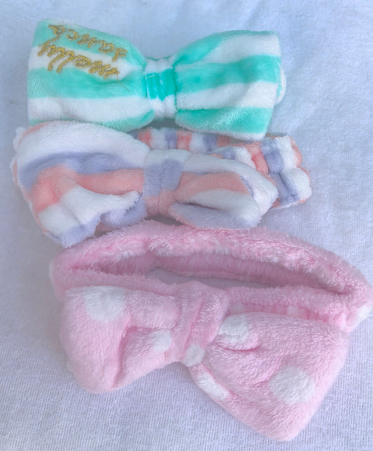 Cute Plush Bow Headbands - Set of 3